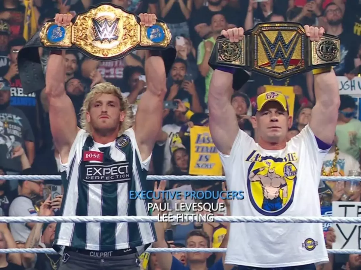 cenapaul-6843bc1549226 Logan Paul (L) with John Cena on SmackDown. | Credit: WWE